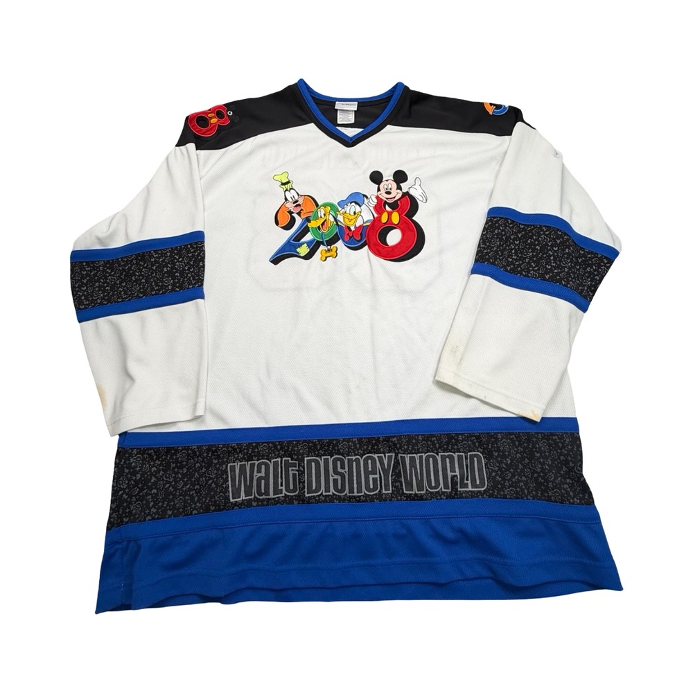 Walt Disney World Hockey Jersey Unisex XXL White 2008 Mesh Y2K Workwear